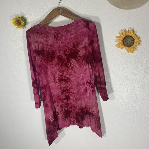 Como Vintage Pink Tie Dye Away Boho Hippy Soft Blouse Size Medium Women’s - Picture 8 of 10